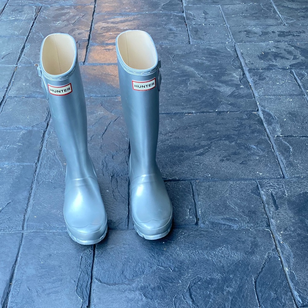 Girls Silver Hunter Boots